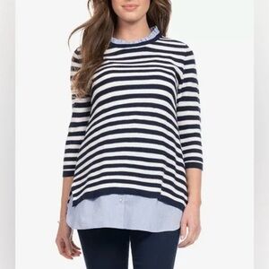 Seraphine Navy and White Striped nursing & maternity sweater